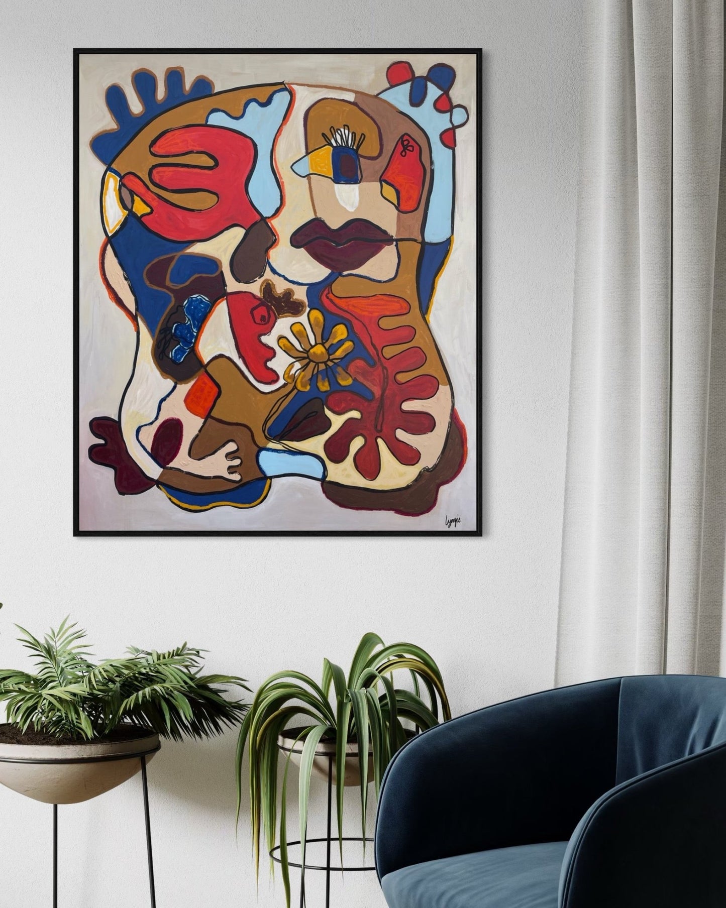 Doom Scrolling — Original Acrylic & Oil on Canvas by Lynzie Bremner (120 x 100 cm) - Lynzie Bremner, Artist