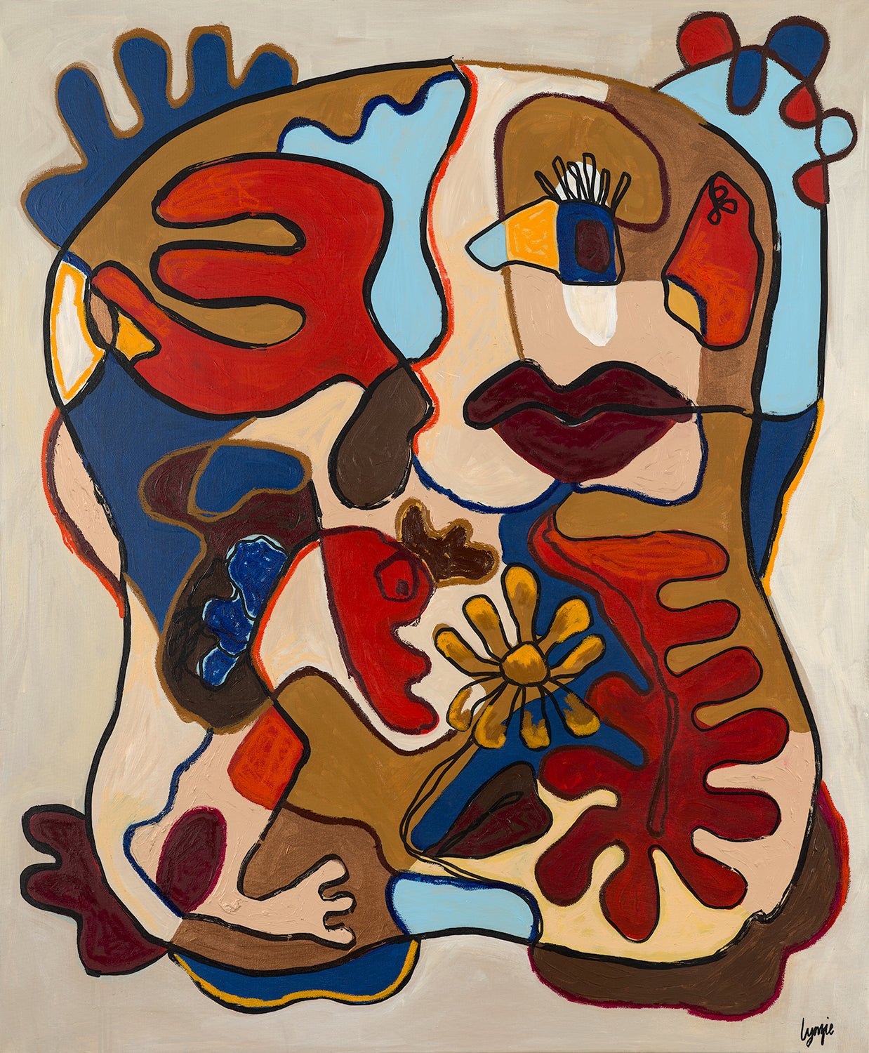 Doom Scrolling — Original Acrylic & Oil on Canvas by Lynzie Bremner (120 x 100 cm) - Lynzie Bremner, Artist