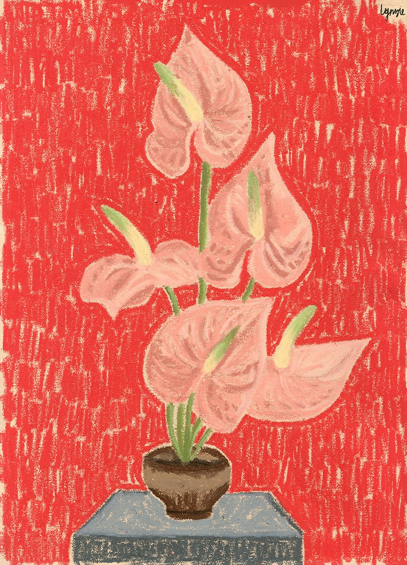 Anthurium Study - Oil Pastel on Canvas Paper by Lynzie Bremner (40x30 cm) - Lynzie Bremner, Artist