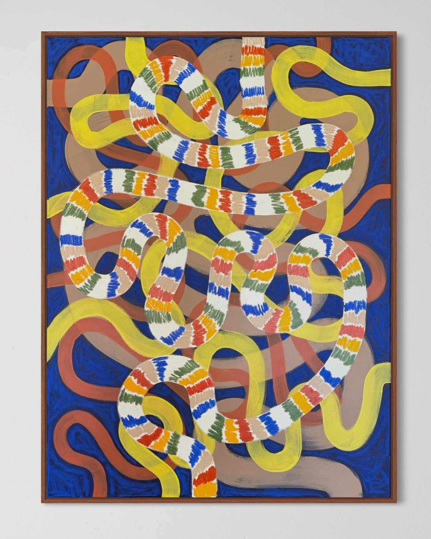 Second panel of 'Gut Feeling' by Lynzie Bremner, showing abstract squiggles in acrylic and oil on canvas, representing mental health and emotional struggles.