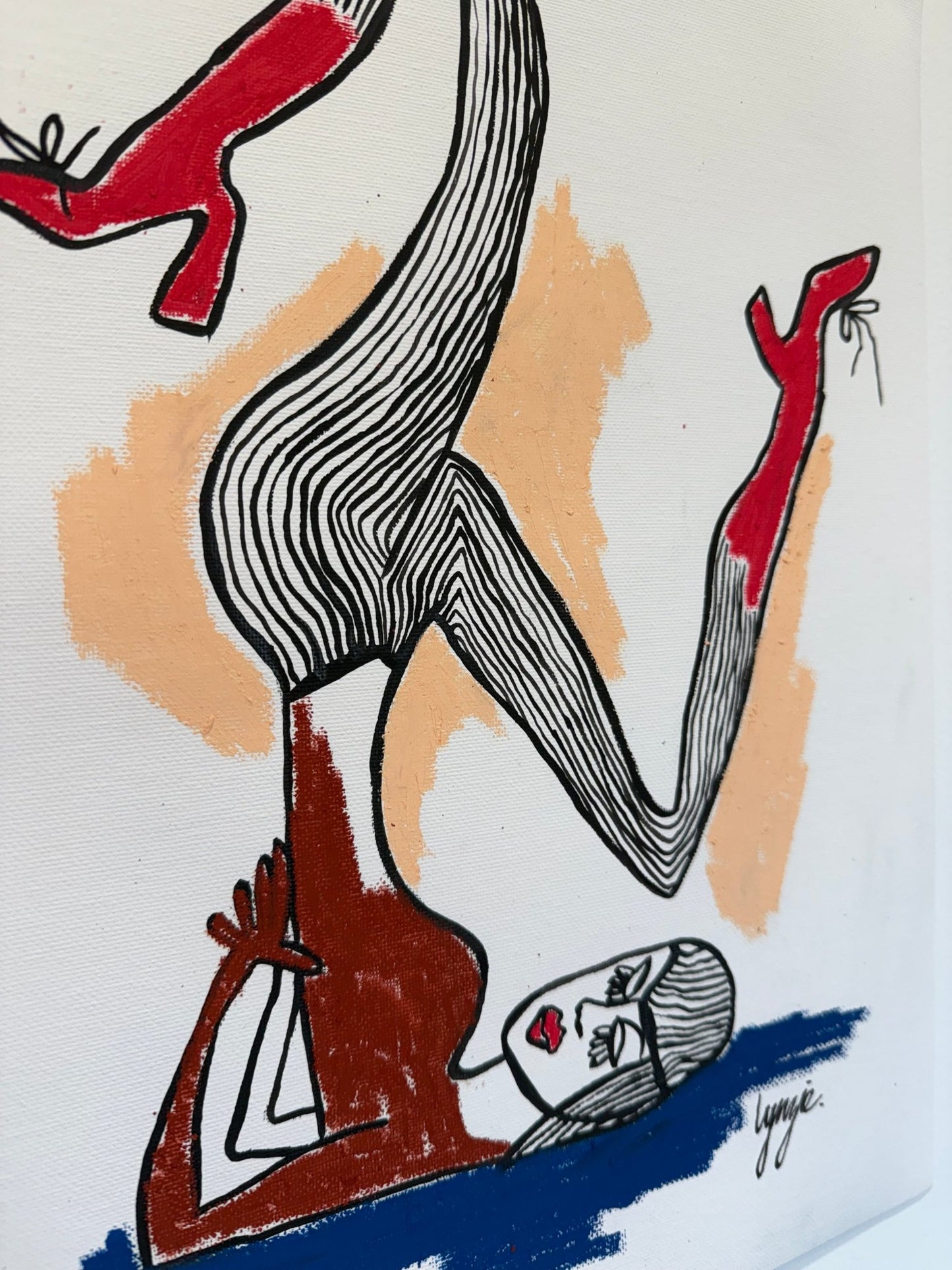 Little Lady 1 – Original Acrylic and Oil Pastel Artwork on Canvas Paper by Lynzie Bremner (40x30cm) - Lynzie Bremner, Artist
