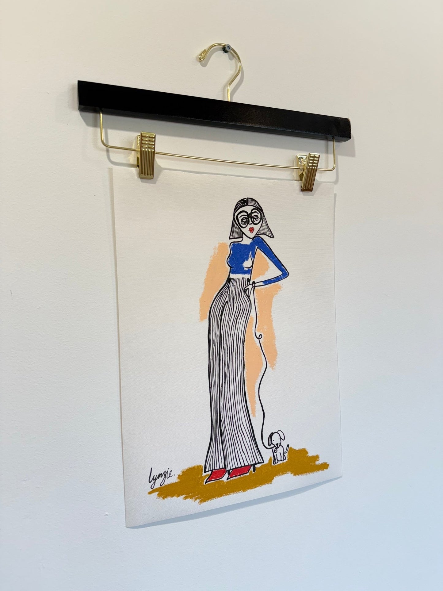 Little Lady 4 - Original Acrylic and Oil Pastel Artwork on Canvas Paper by Lynzie Bremner (40x30cm) - Lynzie Bremner, Artist