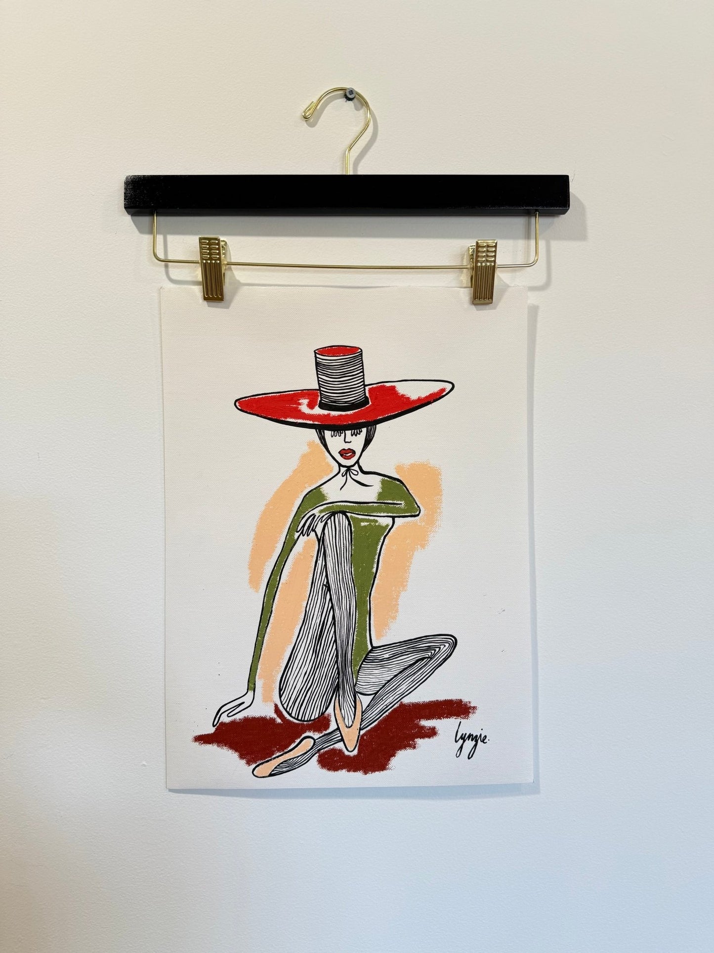 Little Lady 5 – Original Acrylic and Oil Pastel on Canvas Paper by Lynzie Bremner (40x30cm) - Lynzie Bremner, Artist