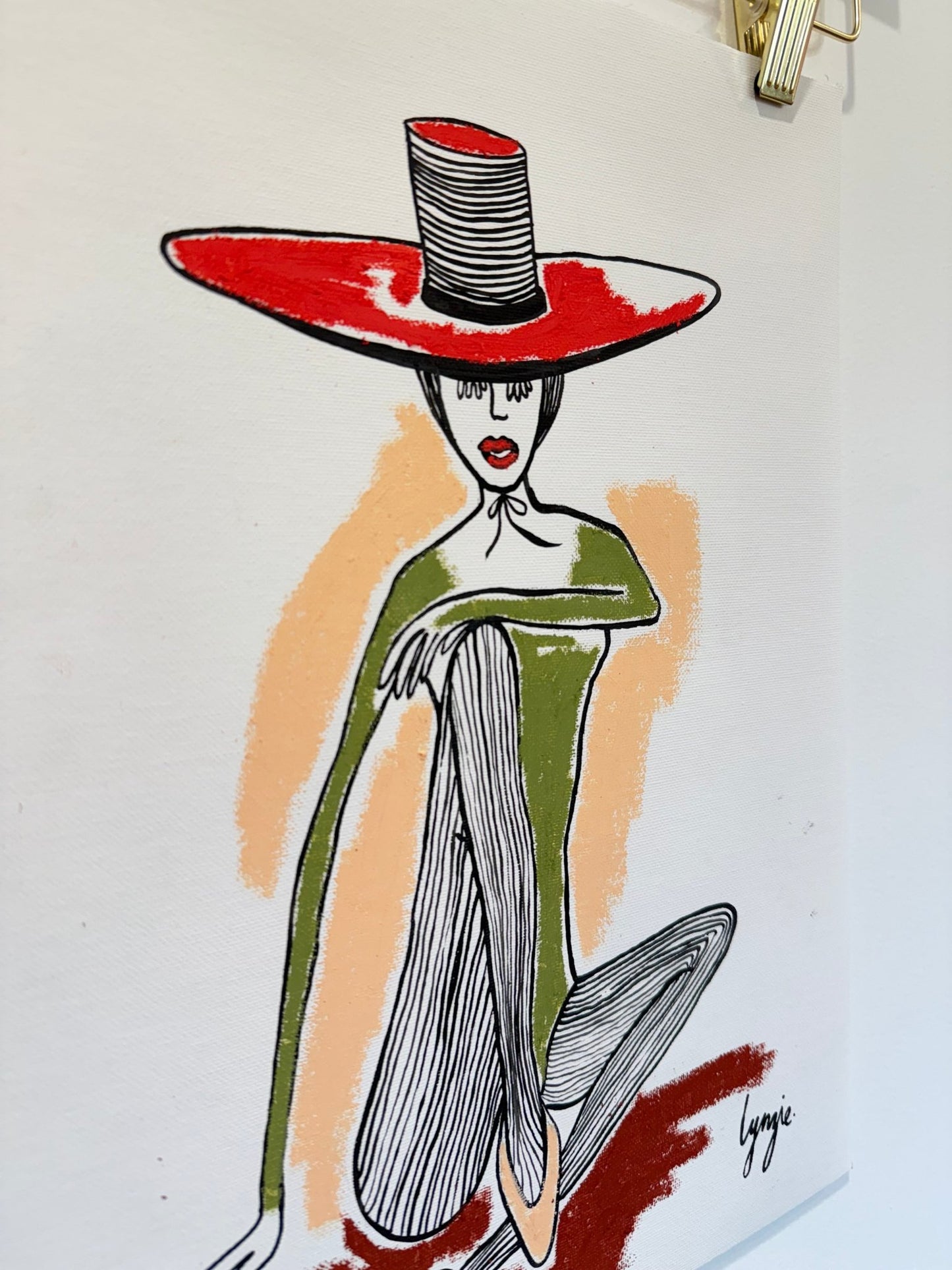 Little Lady 5 – Original Acrylic and Oil Pastel on Canvas Paper by Lynzie Bremner (40x30cm) - Lynzie Bremner, Artist
