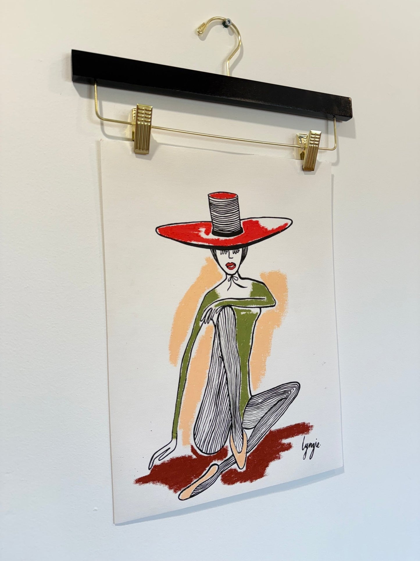 Little Lady 5 – Original Acrylic and Oil Pastel on Canvas Paper by Lynzie Bremner (40x30cm) - Lynzie Bremner, Artist
