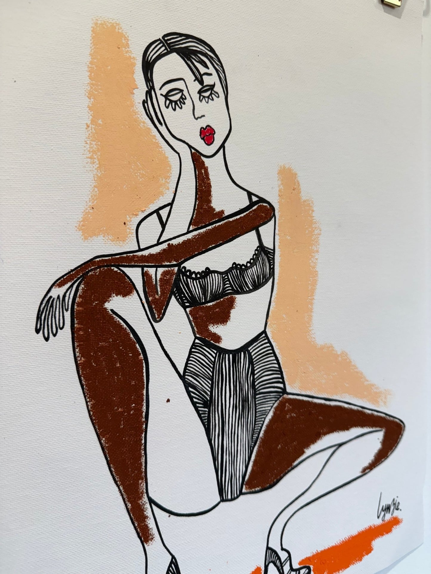 Little Lady 7 - Acrylic and Oil Pastel on Canvas Paper by Lynzie Bremner (40x30 cm) - Lynzie Bremner, Artist