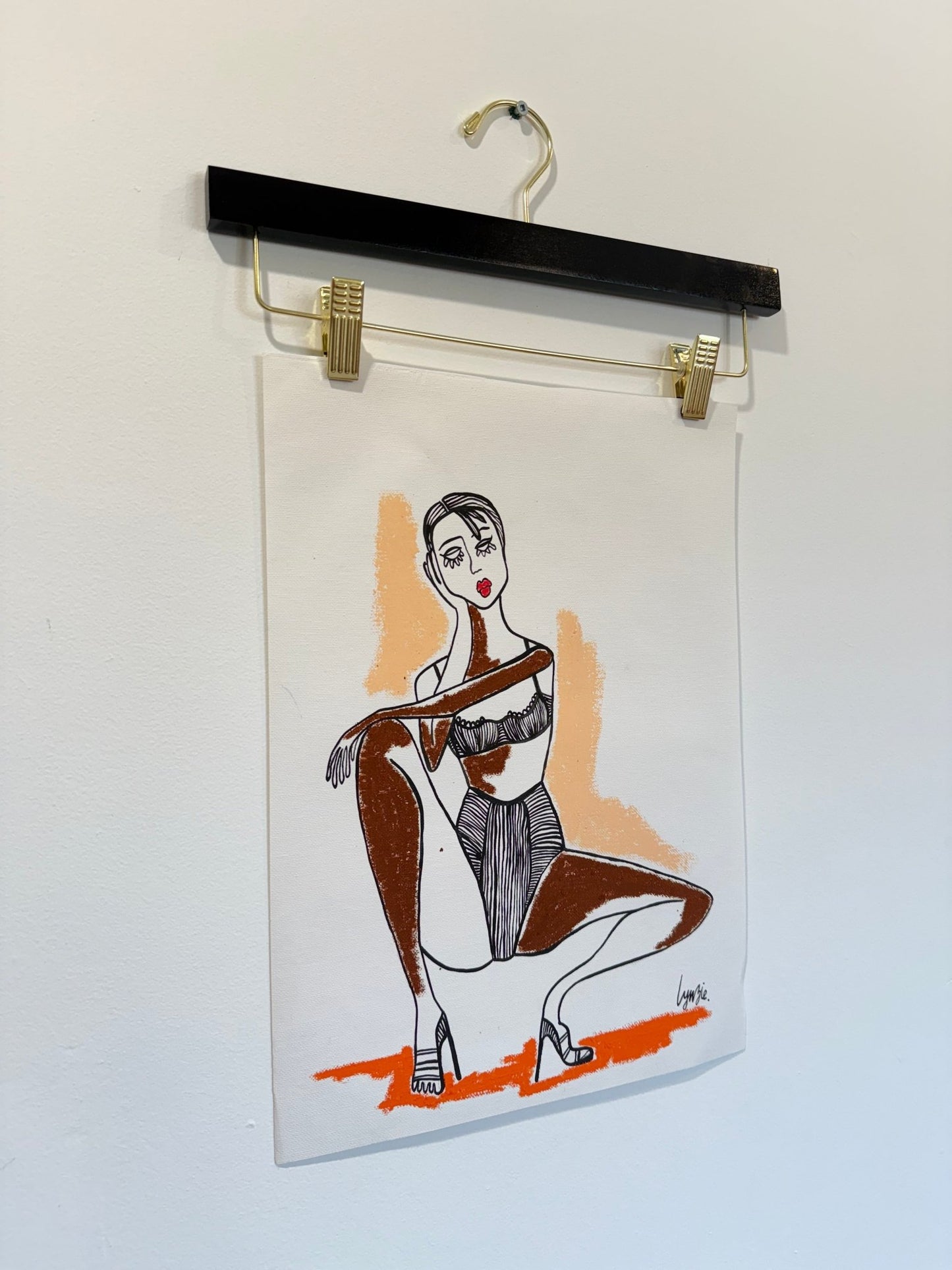 Little Lady 7 - Acrylic and Oil Pastel on Canvas Paper by Lynzie Bremner (40x30 cm) - Lynzie Bremner, Artist