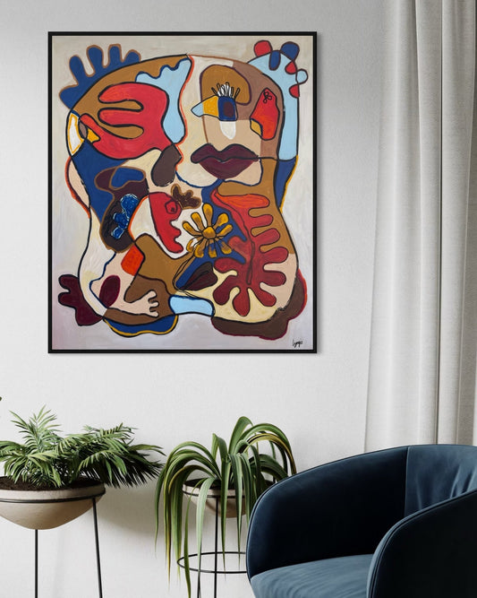 Doom Scrolling — Original Acrylic & Oil on Canvas by Lynzie Bremner (120 x 100 cm) - Lynzie Bremner, Artist
