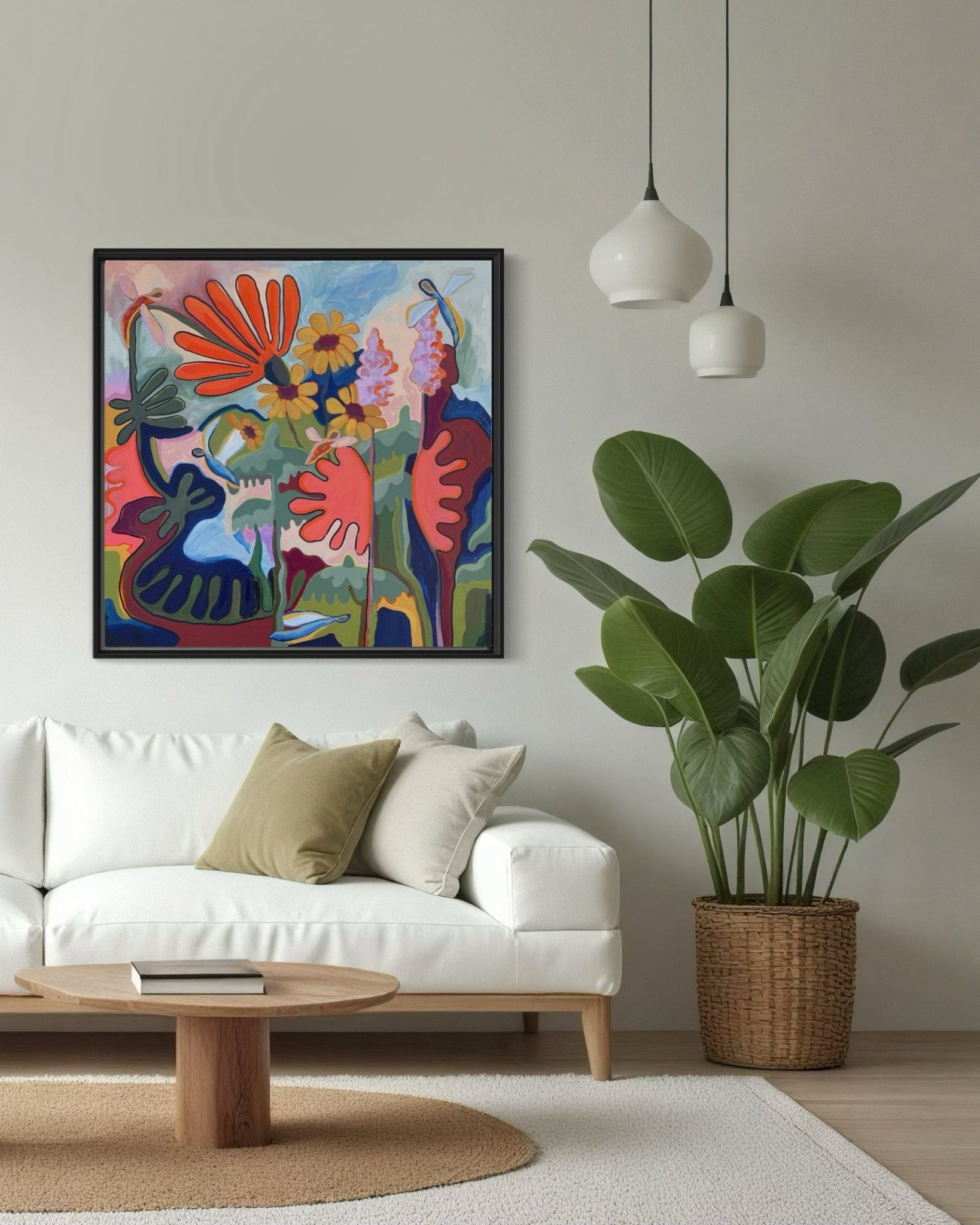 Dragonfly Season – Original Acrylic and Oil Painting on Canvas by Lynzie Bremner (90x90cm) - Lynzie Bremner, Artist