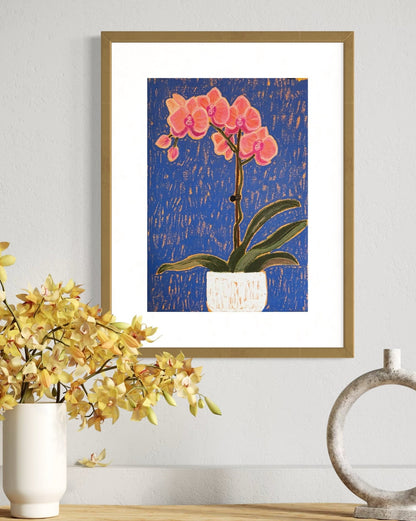 Orchid Study – Original Oil Pastel on Canvas Paper by Lynzie Bremner (40x30cm) - Lynzie Bremner, Artist