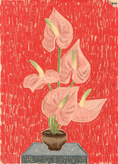 Anthurium Study - Oil Pastel on Canvas Paper by Lynzie Bremner (40x30 cm) - Lynzie Bremner, Artist