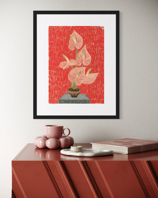 Anthurium Study - Oil Pastel on Canvas Paper by Lynzie Bremner (40x30 cm) - Lynzie Bremner, Artist