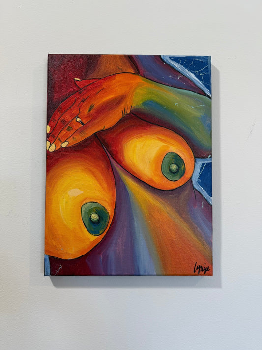 Breast In Show 6 - Acrylic on Canvas by Lynzie Bremner (31x23 cm) - Lynzie Bremner, Artist