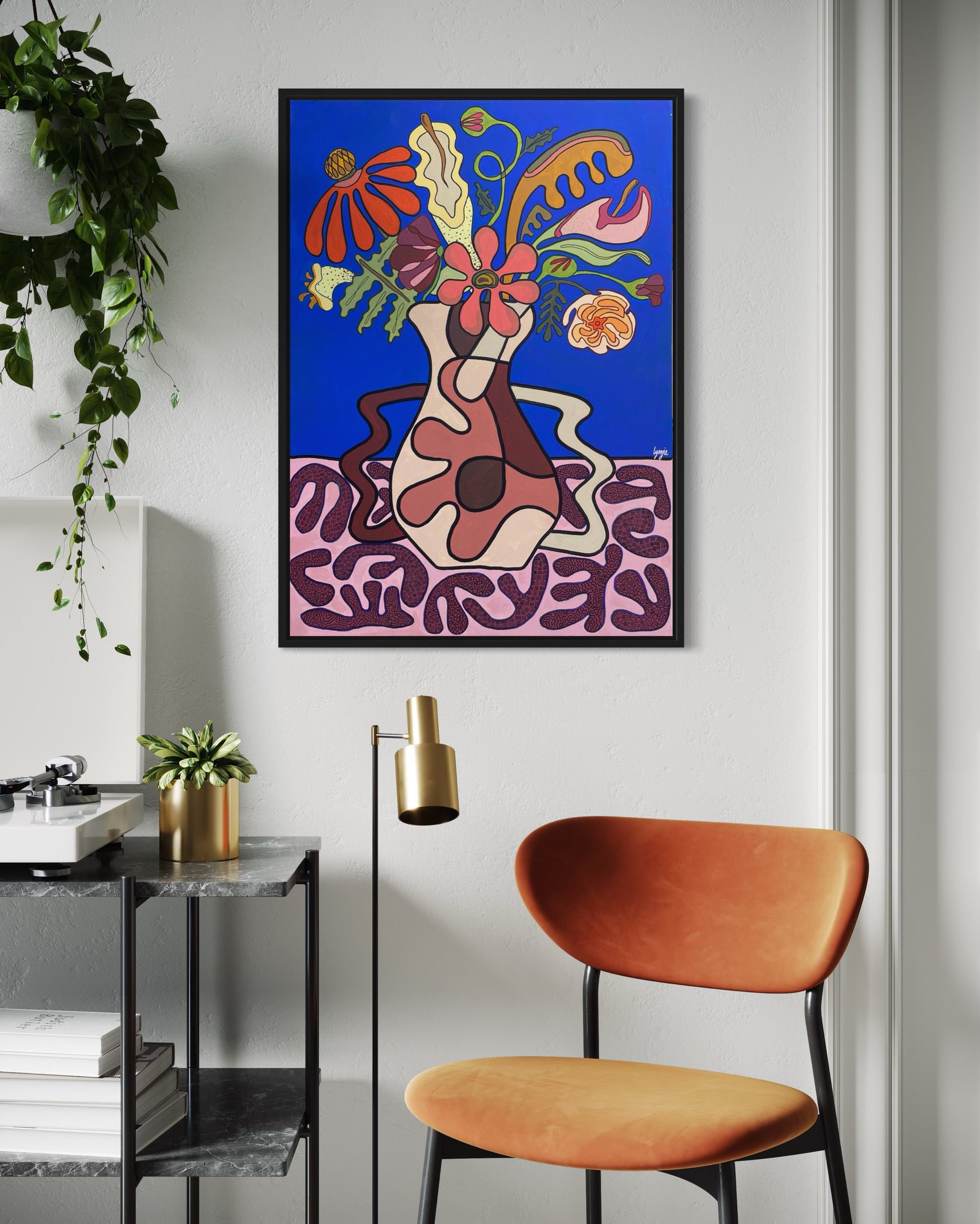 Circus Flowers – Original acrylic painting on canvas by Lynzie Bremner, floral wall art 70x50cm