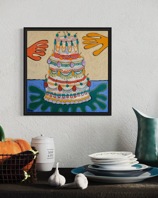Greedy Guts – Original Acrylic and Oil Painting on Canvas by Lynzie Bremner (35x35cm) - Lynzie Bremner, Artist