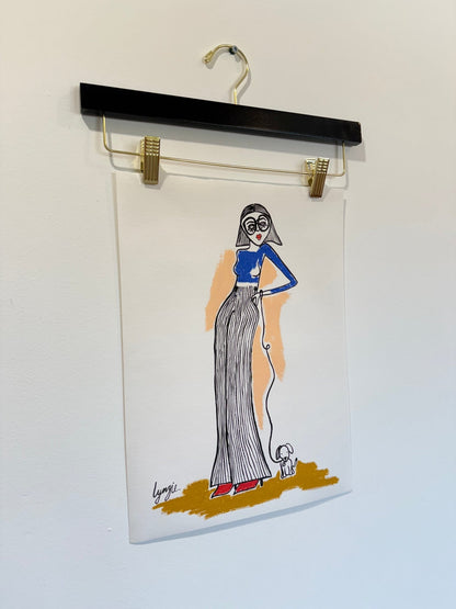 Little Lady 4 - Original Acrylic and Oil Pastel Artwork on Canvas Paper by Lynzie Bremner (40x30cm) - Lynzie Bremner, Artist