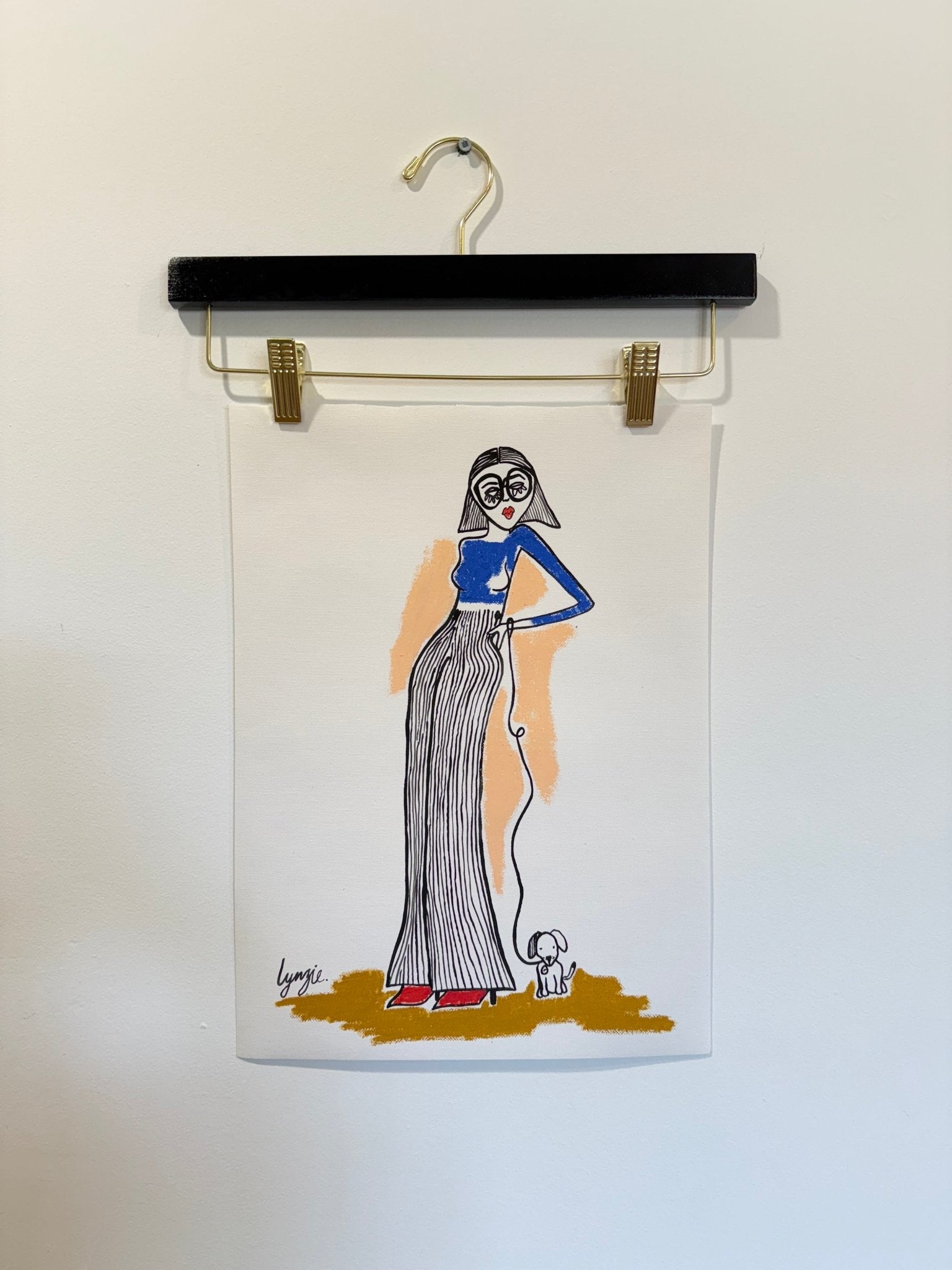 Little Lady 4 - Original Acrylic and Oil Pastel Artwork on Canvas Paper by Lynzie Bremner (40x30cm) - Lynzie Bremner, Artist