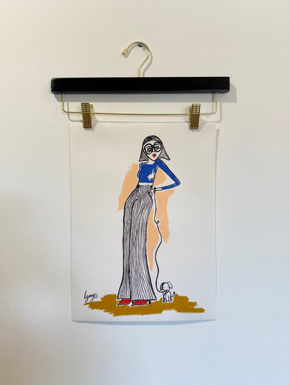 Little Lady 4 - Original Acrylic and Oil Pastel Artwork on Canvas Paper by Lynzie Bremner (40x30cm) - Lynzie Bremner, Artist