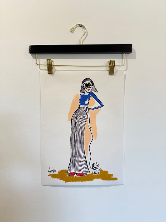 Little Lady 4 - Original Acrylic and Oil Pastel Artwork on Canvas Paper by Lynzie Bremner (40x30cm) - Lynzie Bremner, Artist