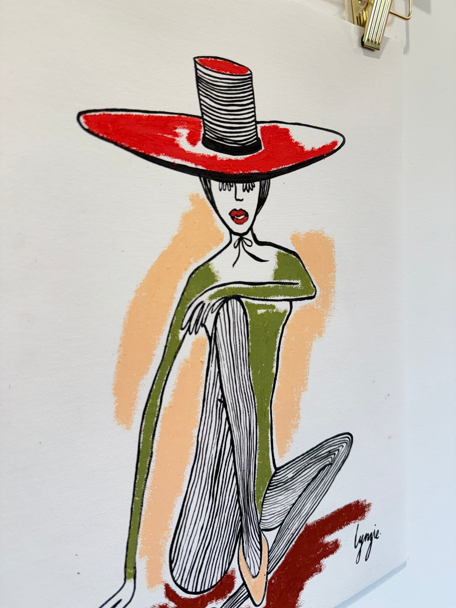 Little Lady 5 – Original Acrylic and Oil Pastel on Canvas Paper by Lynzie Bremner (40x30cm) - Lynzie Bremner, Artist